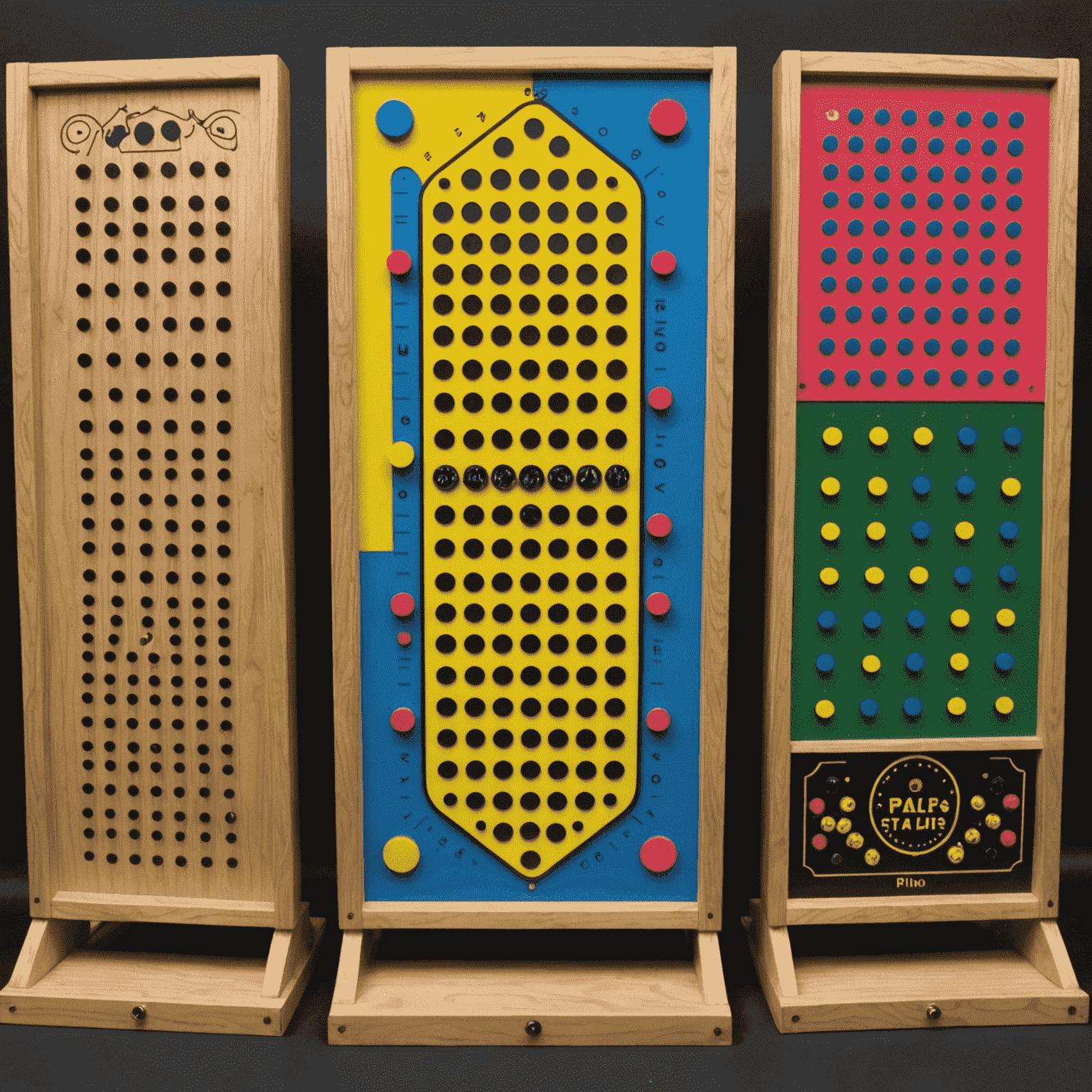 Various Plinko boards with different layouts and themes, including classic, neon, and themed versions