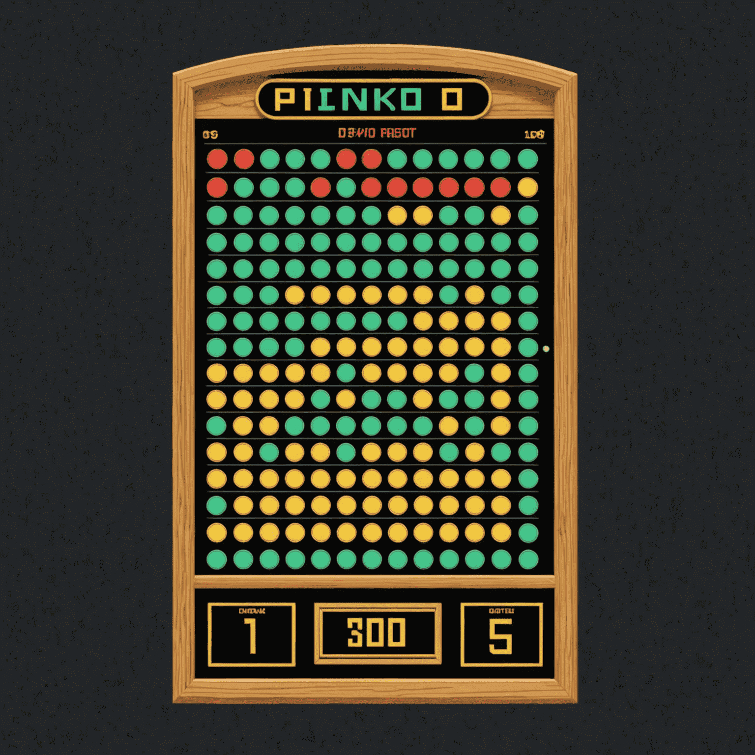 A pixelated screenshot of a Plinko practice mode interface, showing score tracking and drop history