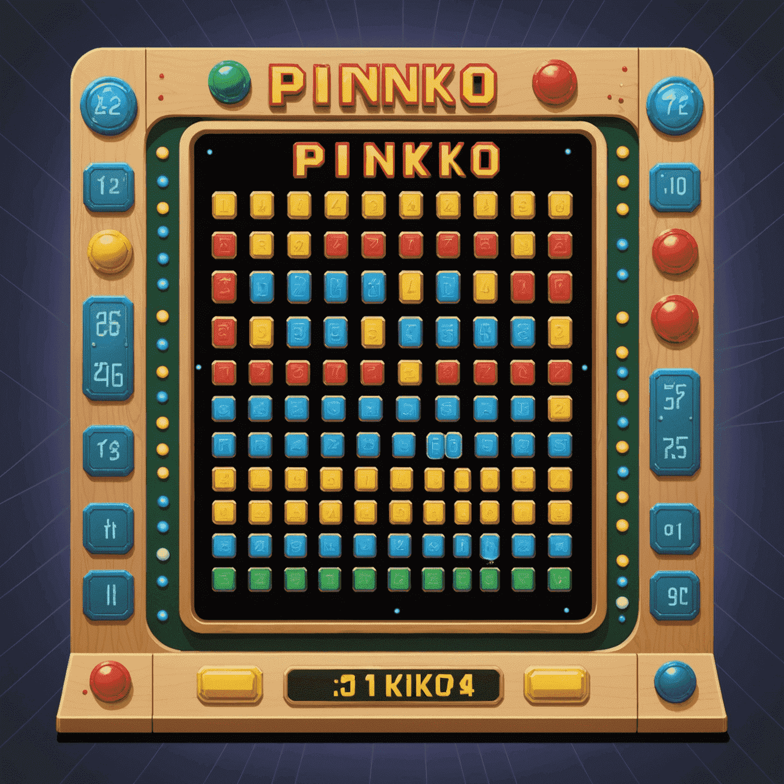 A pixelated screenshot of an online Plinko game interface, showing the game board, chip drop area, and prize slots