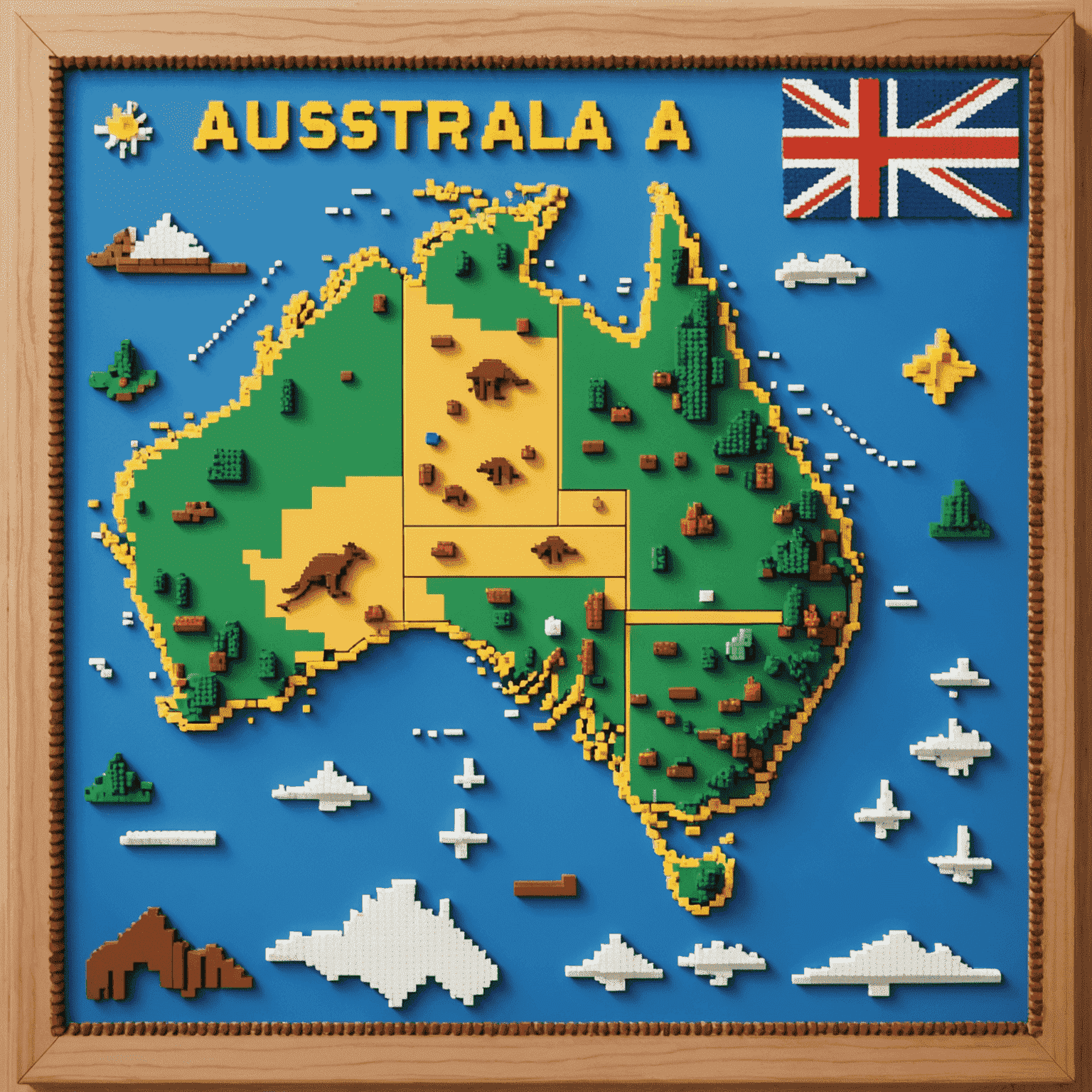 A pixelated map of Australia with Plinko boards and kangaroos, representing the game's presence in the country